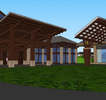 新中式商业会所su模型