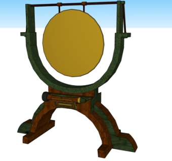 中式铜锣su模型