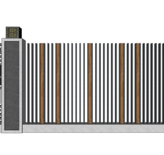 新中式围墙护栏su模型