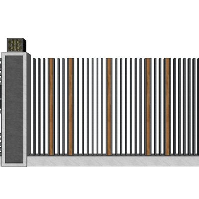 新中式围墙护栏su模型