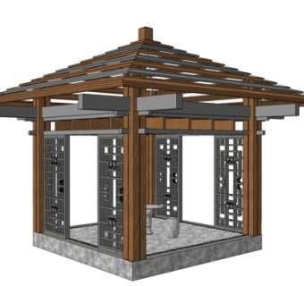 新中式凉亭su模型
