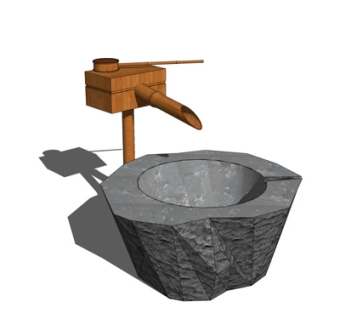 现代竹筒流水小品su模型