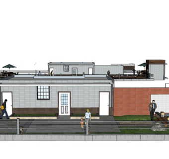 现代沿街商业建筑su模型