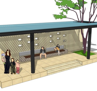 现代公交站台su模型