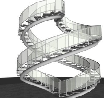 现代旋转楼梯su模型