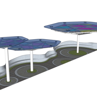 现代玻璃避雨亭su模型