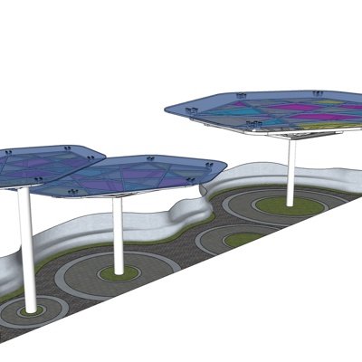 现代玻璃避雨亭su模型