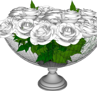 现代玫瑰花su模型