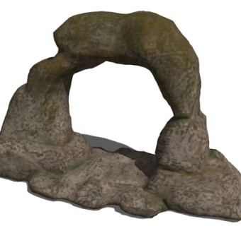 自然风假山小品su模型