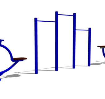 现代小区健身器材su模型
