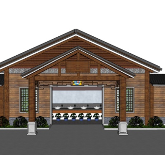 新中式公厕外观su模型