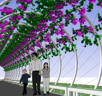 现代花卉廊架su模型