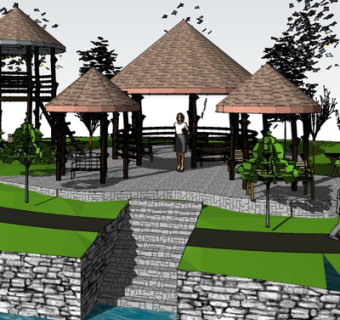 东南亚凉亭su模型