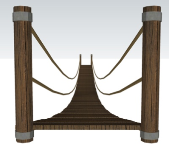 现代木质吊桥su模型