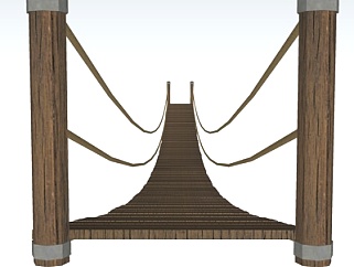 现代木质吊桥su模型