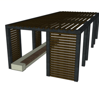 现代廊架凉亭su模型