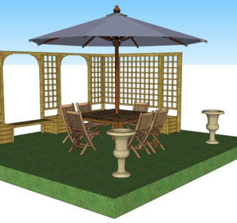 现代室外休闲桌椅su模型