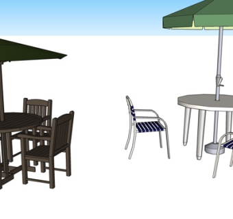 现代室外休闲桌椅su模型