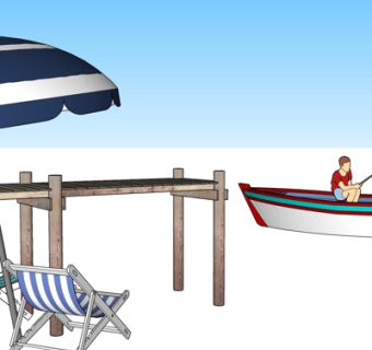 现代沙滩休闲椅su模型