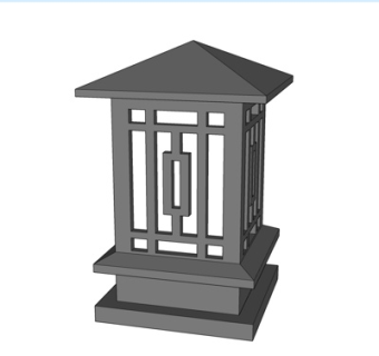 新中式庭院景观灯su模型
