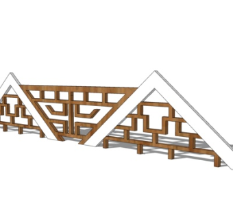 新中式防护围栏su模型