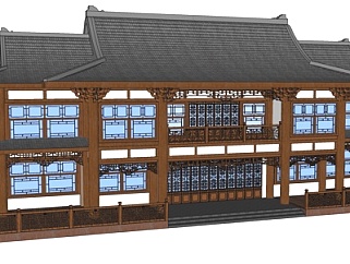 新中式阁楼su模型