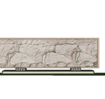 新中式浮雕景观墙su模型