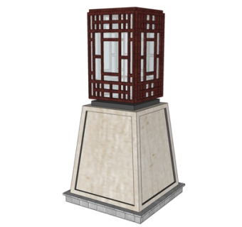 新中式室外景观灯su模型