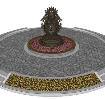 现代广场金属雕塑小品su模型