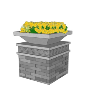 新中式景观花钵su模型