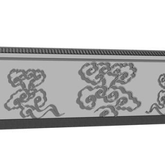 新中式云朵景观墙su模型