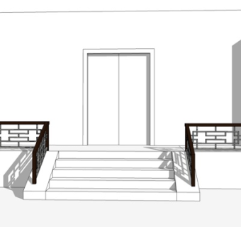 现代楼梯护栏su模型