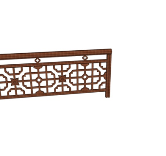 中式实木护栏su模型