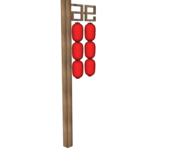 新中式灯笼路灯su模型