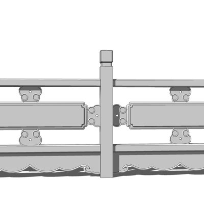 新中式石雕护栏su模型