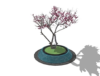 现代梅花树su模型