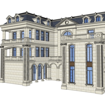 法式独栋别墅su模型