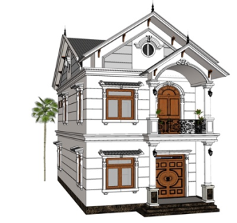 欧式独栋别墅su模型
