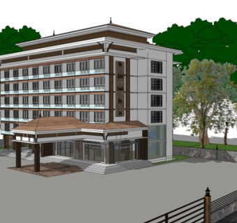 现代公寓楼su模型