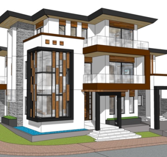 现代独栋别墅su模型