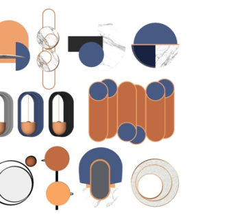 现代轻奢壁灯组合su模型