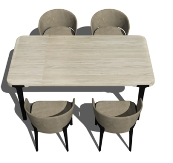 现代实木餐桌椅su模型