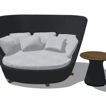 现代布艺休闲沙发su模型