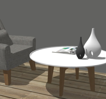 北欧布艺休闲沙发su模型