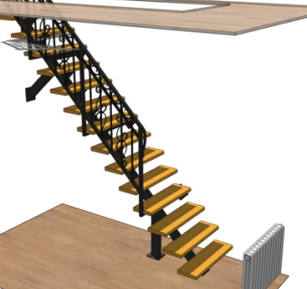 现代直跑楼梯su模型