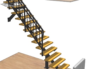 现代直跑楼梯su模型