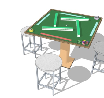 现代麻将桌su模型