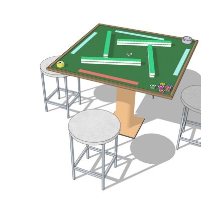 现代麻将桌su模型