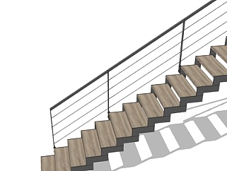 现代直跑楼梯su模型