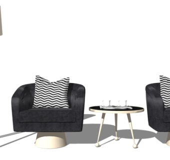 现代绒布休闲沙发su模型